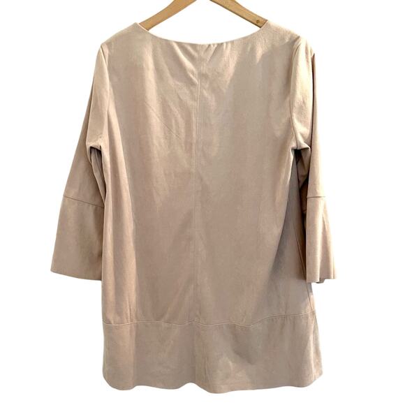 Soft Surroundings Cream Faux Suede 3/4 Bell Sleeves Top Blouse Sz Small Minimal - Picture 8 of 8